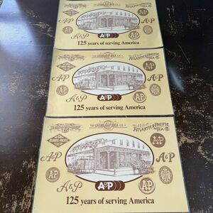 Vintage A&P Plastic Restaurant Placemats Set Of 3 125 Years Of Serving America